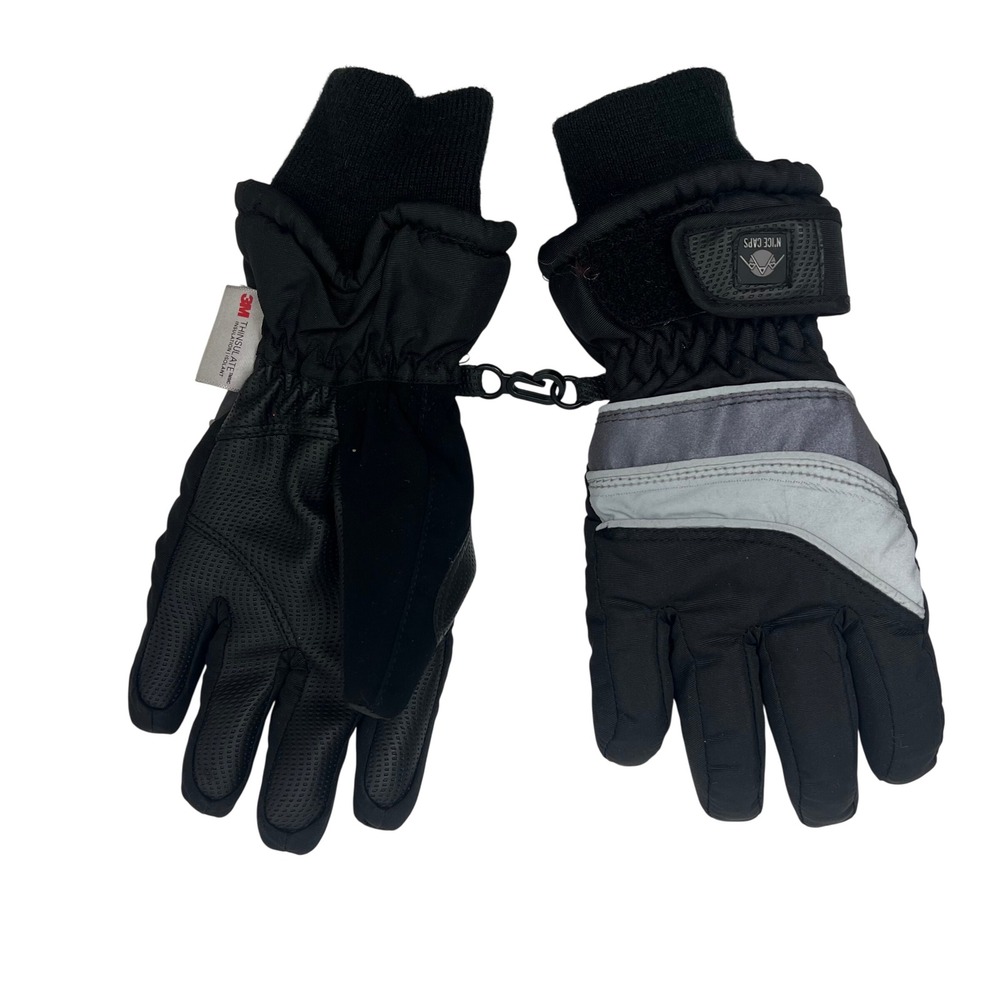 NICE CAPS Kids Child L XL Black Waterproof 3M Thinsulate Snow Ski‎ Gloves